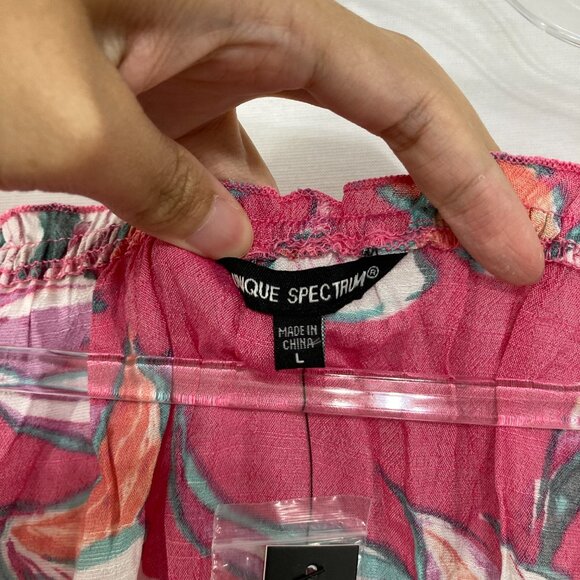 New Unique Spectrum Large Pink White Floral Lace Feminine Button Down Vacation - Picture 3 of 8